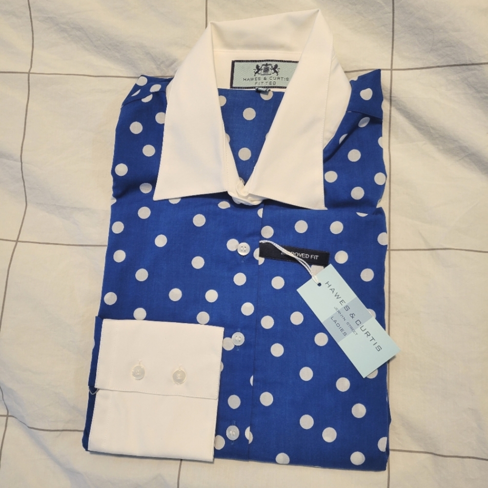 Hawes & Curtis Fitted Blue and White Shirt NWT Size UK14